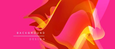 Soyut canlı arkaplan tasarımı. Turuncu, kırmızı, pembe renkler dinamik bir şekilde harmanlanır. Modern estetik, pürüzsüz eğimler akışkan şekiller yaratır.