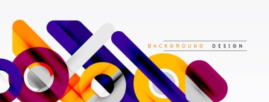 Soyut geometrik şekiller örtüşür, dinamik renkli kompozisyon yaratır. Modern tasarım elementleri yenilik ve enerji öneriyor.