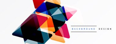 Soyut geometrik şekiller örtüşür, canlı renkli tasarım yaratır. Beyaz arka plan temiz bir kontrast sağlıyor. Modern estetik.