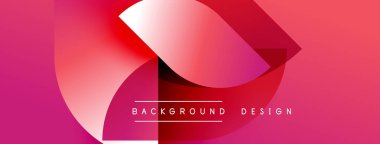 Soyut tasarım canlı pembe gradyanlar içerir. Üst üste binen şekiller dinamik görsel efekt yaratır. Metin arka plan tasarımı okur. Modern, temiz estetik.