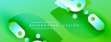Soyut yeşil arkaplan. Üst üste binen şekiller dinamik görsel efekt yaratır. Modern tasarım elementleri pürüzsüz gradyanlar, canlı renkler sunar.