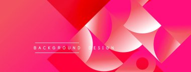 Soyut geometrik şekiller, canlı pembeler, kırmızılar dinamik arkaplan oluşturur. Metin arka plan tasarımı okur. Modern, şık görsel kompozisyon.