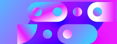 Soyut şekiller, canlı renklerin karışımı. Gradyan renkler modern tasarım yaratır. Daireler, ovalar dinamik bileşim oluşturur. Mor, mavi görsel alana hakim.