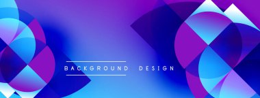 Soyut geometrik şekiller örtüşür, parlak mavi ve mor renkler yaratır. Modern tasarım arka planlar, pankartlar, sunumlar için uygun.