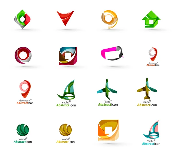Conjunto de iconos abstractos del logotipo de viaje. Símbolos web de negocios, aplicaciones o Internet — Archivo Imágenes Vectoriales