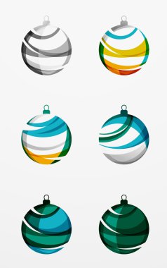 Dizi soyut Noel top simgeler, iş logo kavramları, temiz modern geometrik tasarım