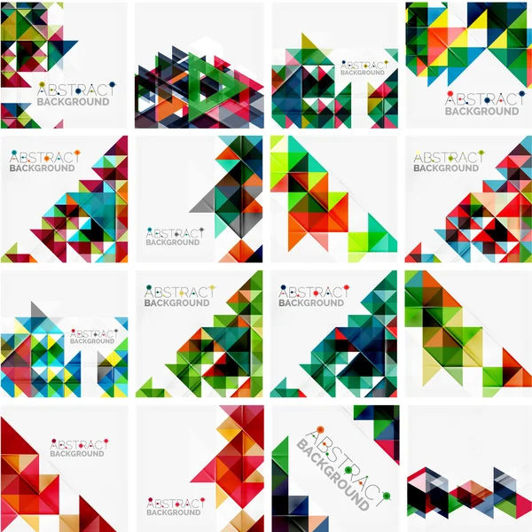 Set of triangle geometric abstract backgrounds. Universal business or technology templates — Stock Vector