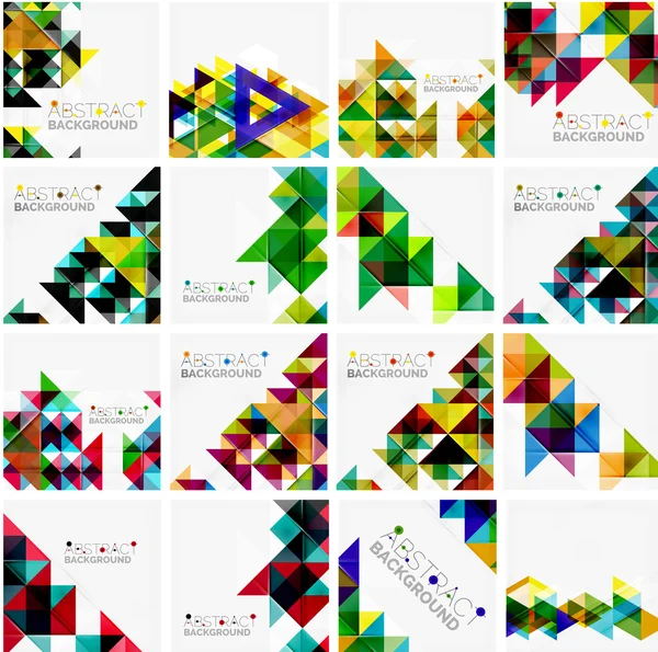 Conjunto de fondos abstractos geométricos triangulares. Plantillas comerciales o tecnológicas universales — Vector de stock