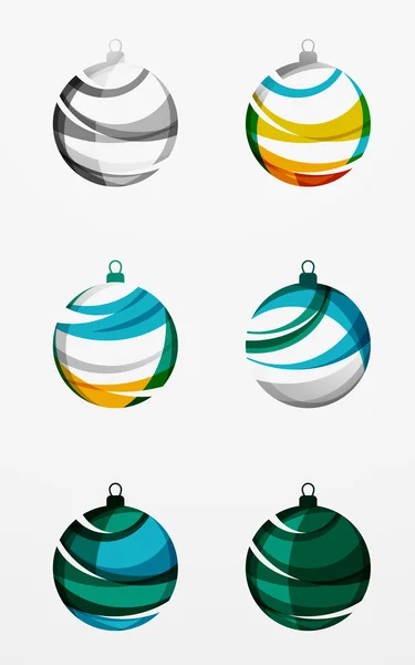 Conjunto de ícones de bola de Natal abstratos, conceitos de logotipo de negócios, design geométrico moderno limpo — Vetor de Stock