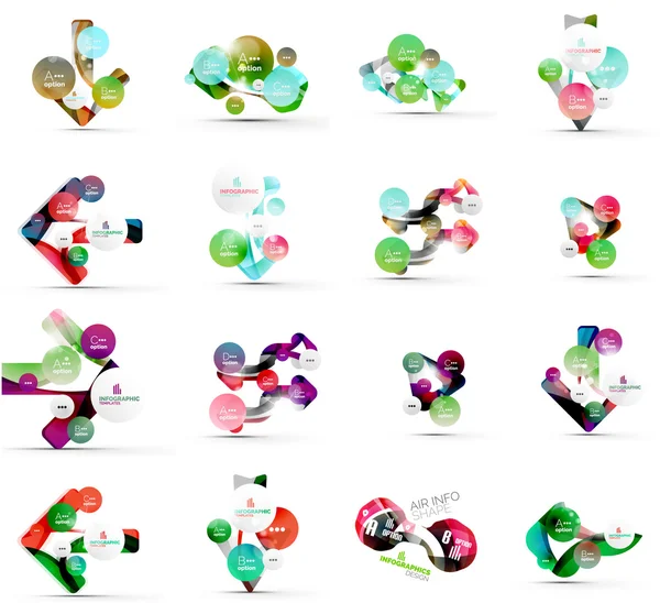 Conjunto de plantillas de banner de infografía de papel geométrico abstracto — Vector de stock