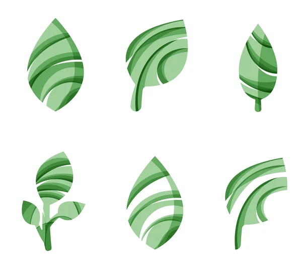 Conjunto de ícones de folha ecológica abstrata, conceitos de natureza do logotipo do negócio, design geométrico moderno limpo —  Vetores de Stock