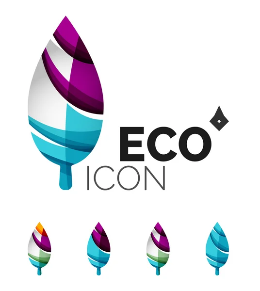 Set van abstracte eco blad icons, logo aard bedrijfsconcepten, schoon moderne geometrisch ontwerp — Stockvector
