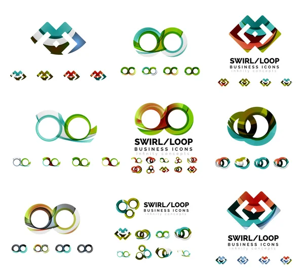 Conjunto de diseños de marca de logotipo de la empresa, iconos de concepto de bucle infinito remolino aislados en blanco — Archivo Imágenes Vectoriales