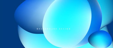 Soyut mavi şekiller örtüşüyor ve dinamik bir değişim etkisi yaratıyor. Yumuşak kıvrımlar hareketi, modern tasarım estetiğini akla getiriyor.