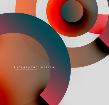 Soyut daireler çakışıyor, dinamik görsel etki yaratıyor. Sıcak, serin tonlar harmanlanır, modern arkaplan tasarımı oluşturulur.