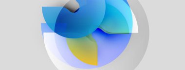 Soyut sıvı şekilleri örtüşür, yumuşak mavi, sarı gradyanlar oluşturur. Hafif arka planlı minimalist tasarım. Modern estetik.