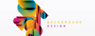 Soyut geometrik şekiller örtüşür, canlı renkli tasarım yaratır. Beyaz arka plan temiz bir kontrast sağlıyor. Modern estetik.