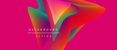 Canlı soyut tasarım. Sıvı şekiller harmanlanır, dinamik görsel etki yaratır. Pembe arka plan rengarenk elementleri arttırır. Metin arkaplan tasarımı okur.