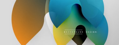 Soyut renkli örtüşen şekiller modern tasarım yaratır. Gradyan renkler harmanlanır ve dinamik görsel kompozisyon oluşturur. Minimalist estetik.