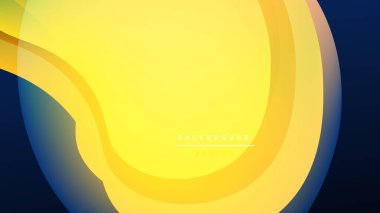 Soyut sarı, mavi eğimli akış şekli. Koyu arkaplan canlı renk geçişlerini, modern tasarım elementini vurguluyor.