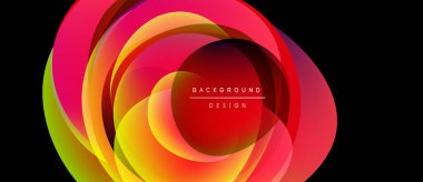 Soyut renkli katmanlar dinamik dairesel tasarım yaratır. Canlı gradyanlar harmanlanarak, akışkan görsel etki oluşturur. Modern estetik.