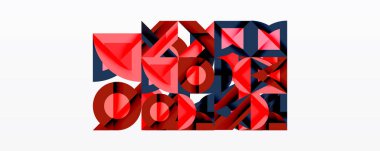 Soyut geometrik bileşim. Kırmızı, mavi şekiller üst üste binerek karmaşık görsel dokular oluşturuyor. Minimalist tasarım, temiz çizgiler, modern estetik..