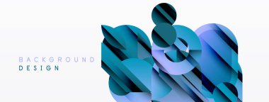 Soyut geometrik şekiller örtüşerek dinamik mavi gradyan bileşimi oluşturur. Arkaplan ve sunumlar için modern tasarım ögesi.