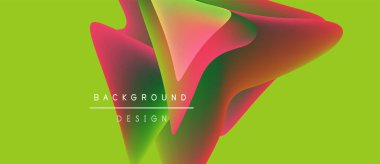 Soyut canlı katmanlar örtüşüyor. Parlak yeşil zemin, kırmızı ve sarı renklerle çelişiyor. Dijital projeler için modern tasarım ögesi.