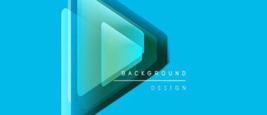 Abstract play button design. Blue gradients create depth, modern feel. Text reads background design. Simple, clean aesthetic.