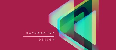 Abstract geometric shapes overlap on vibrant magenta background. Design features gradients, layering, modern aesthetic. Text reads background design.