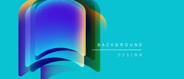 Abstract layers create vibrant visual. Blue, green, purple hues blend. Modern design element for backgrounds, presentations. Simple, clean aesthetic.