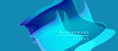 Abstract flowing shapes, vibrant blue hues, modern design. Gradient layers create dynamic visual texture, suitable for backgrounds.