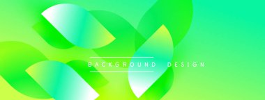 Soyut canlı yeşil arka plan. Üst üste binen şekiller dinamik görsel efekt yaratır. Dijital projeler için modern tasarım.