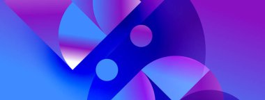 Soyut şekiller canlı mavileri, morları harmanlıyor. Pürüzsüz gradyanlar dinamik bileşim oluşturur. Modern tasarım enerjiyi, akışı çağrıştırır.