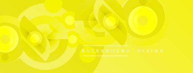 Parlak sarı soyut arka plan. Üst üste binen daireler dinamik görsel doku yaratır. Çeşitli projeler için modern tasarım ögesi.