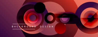 Soyut geometrik şekiller örtüşür, canlı kırmızı, mor renkler yaratır. Modern tasarım elementleri dinamik görsel deneyim önerir.