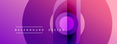 Soyut arkaplan özellikleri katmanlı çemberler, gradyanlar. Pembe, mor renkler tasarımda baskın, metin arka plan tasarımında. Modern, dinamik kompozisyon.