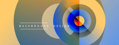 Soyut renkli tasarım, üst üste binen daireler, gradyanlar. Metin arka plan tasarımı okur. Modern görsel kompozisyon.