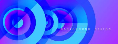 Abstract vibrant circles create dynamic background. Blue, purple hues blend, forming modern design element. Smooth gradients offer visual appeal.