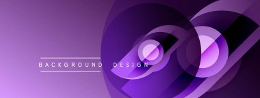 Soyut mor tasarım katmanlı daireler ve gradyanlar içerir. Dijital projeler ve sunumlar için modern arkaplan uygun. Minimalist estetik.