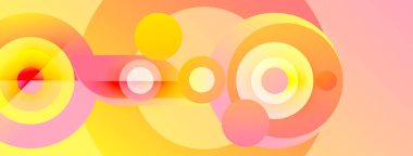 Abstract composition featuring overlapping circles, warm colors, gradients. Soft shapes create dynamic visual effect.