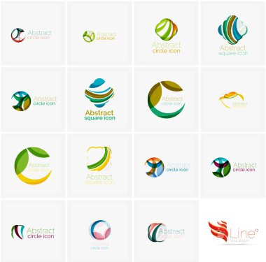 Soyut dalgalı öğeler kümesi. Daireler, swirls ve dalgalar ile boşaltmak mesajın için