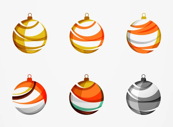 一連の抽象的なクリスマス ボール アイコン、ロゴのビジネス コンセプト、清潔でモダンな幾何学的設計 — ストックベクタ