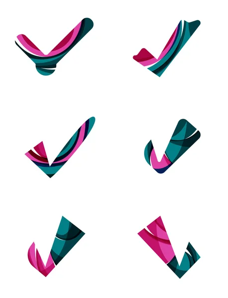 Conjunto de iconos abstractos OK y tick, conceptos de logotipos de negocio, diseño geométrico moderno y limpio — Archivo Imágenes Vectoriales