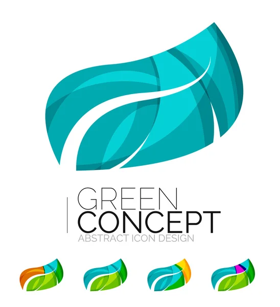 Conjunto de iconos abstractos de plantas ecológicas, logotipo de la empresa naturaleza conceptos verdes, diseño geométrico moderno y limpio — Vector de stock