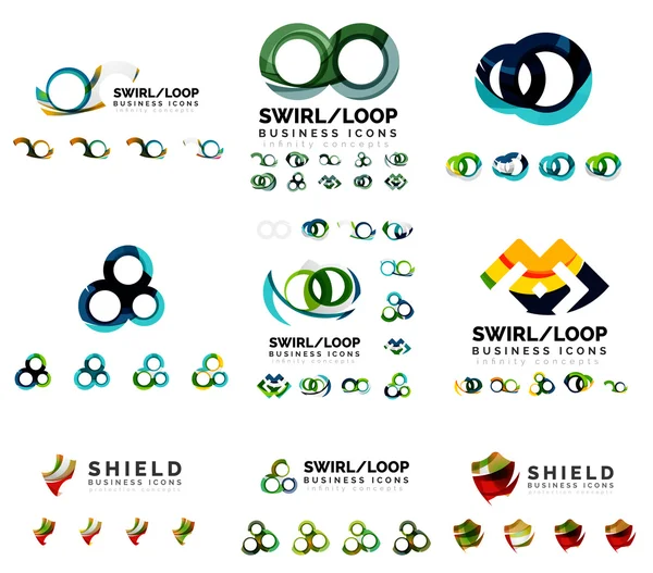 Set van bedrijf logo huisstijl ontwerpen, swirl van oneindigheid lus concept pictogrammen geïsoleerd op wit — Stockvector