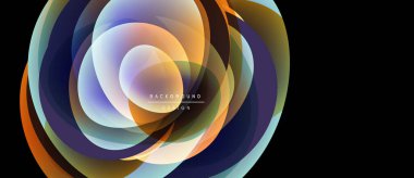 Soyut katmanlar dinamik dairesel tasarım yaratır. Canlı renkler harmanlanır, modern arkaplan oluşturulur. Metin arkaplan tasarımı okur.