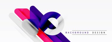 Soyut geometrik şekiller örtüşüyor, canlı renk eğimleri yaratıyor. Beyaz alan temiz kontrast sağlar, modern tasarım estetik.