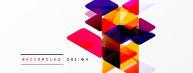 Soyut geometrik şekiller örtüşür, canlı renkli tasarım yaratır. Beyaz arka plan temiz bir kontrast sağlıyor. Modern estetik.