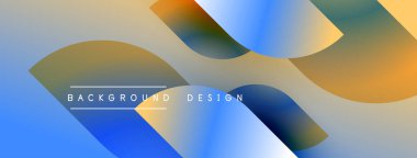 Soyut sıvı şekilleri kesişir. Mavi, altın, turuncu renkler harmanlanır. Metin arka plan tasarımı okur. Modern görsel kompozisyon.